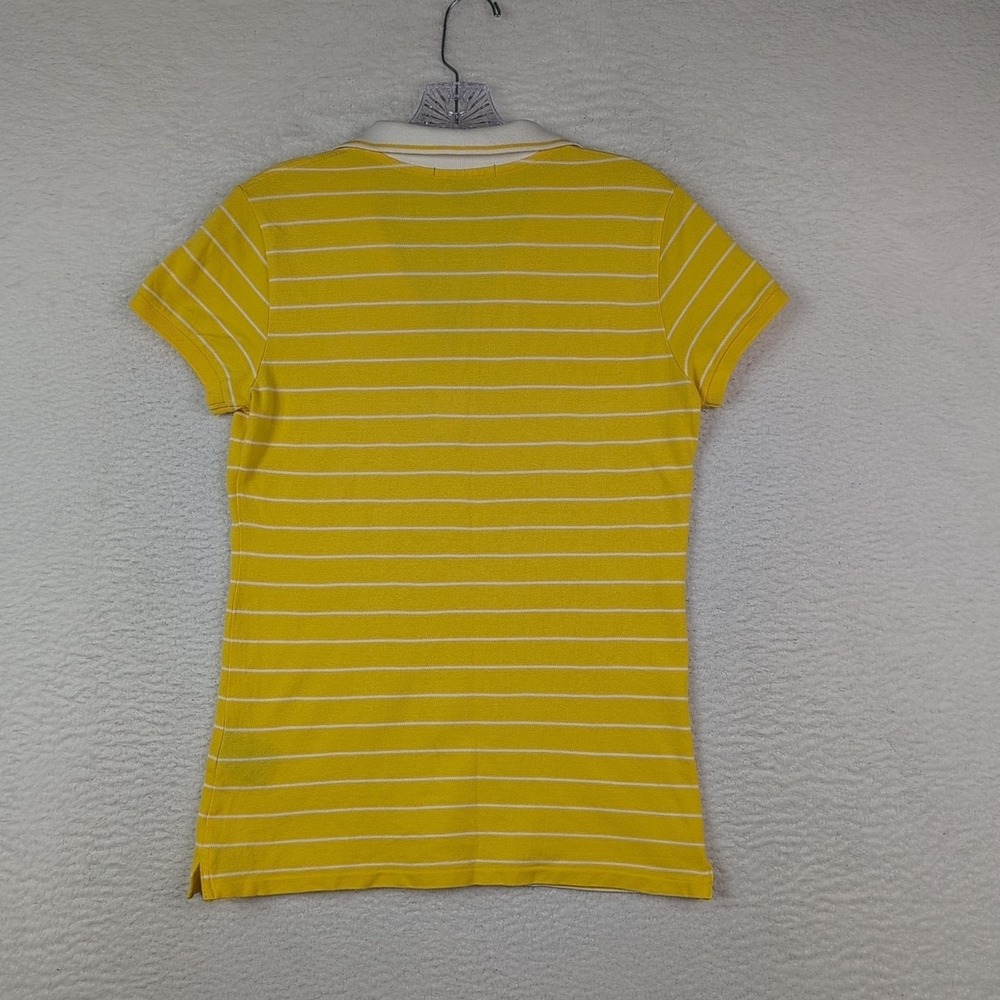 Ralph Lauren Sport Polo Shirt Women's Medium 1/4 Zip Yellow Striped Big Pony - Picture 5 of 8